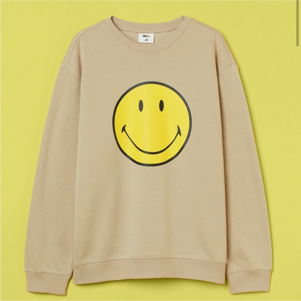 SMILEY X H&M Relaxed Fit Sweatshirt Tan XS